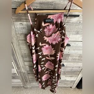 Fighting Eel Brown Dress with Pink Floral Pattern